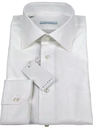 MILENA CAMICIA BIANCA UOMO IN OXFORD MANICA LUNGA REGULAR FIT