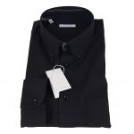 MILENA CAMICIA NERA UOMO BUTTON DOWN IN PURO COTONE MANICA LUNGA REGULAR FIT