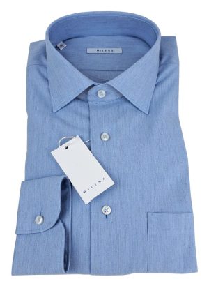 MILENA CAMICIA UOMO IN FLANELLA CELESTE