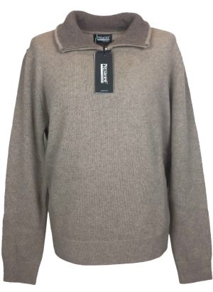 PREMODE MAGLIONE MEZZA ZIP DA UOMO IN LANA BEIGE