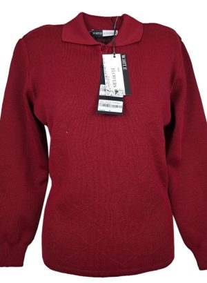 WHITE FLOWERS POLO DA DONNA IN MISTO LANA BORDEAUX