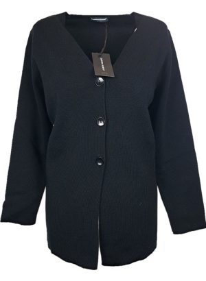 ELEONORA DEL BONO CARDIGAN LUNGO DA DONNA IN PURA LANA NERO