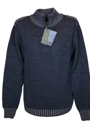 RE DEL MARE LUPETTO DA UOMO MEZZA ZIP IN MISTO LANA