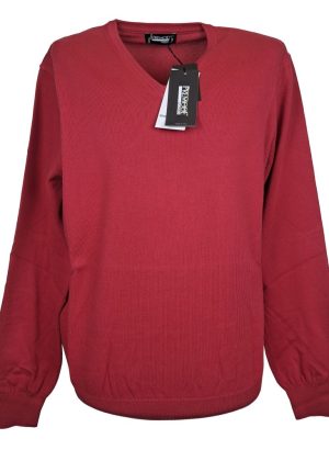 PREMODE PULLOVER DA UOMO IN PURO COTONE RUBINO