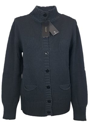 PREMODE MAGLIA APERTA DA DONNA IN PURO COTONE NERO
