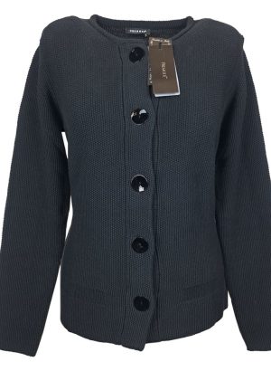 PREMODE MAGLIA APERTA DA DONNA IN COTONE CON COLLO ALLA COREANA