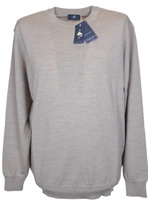 4° MILLENNIO MAGLIA A GIROCOLLO DA UOMO IN LANA MERINO EXTRAFINE BEIGE