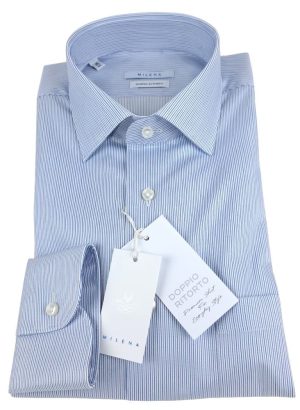 MILENA CAMICIA MANICA LUNGA DA UOMO A RIGHE IN PURO COTONE DOPPIO RITORTO