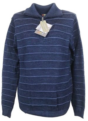 RE DEL MARE POLO DA UOMO MEZZA ZIP IN MISTO LANA A RIGHE