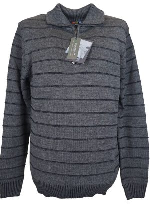 RE DEL MARE POLO DA UOMO MEZZA ZIP IN MISTO LANA A RIGHE