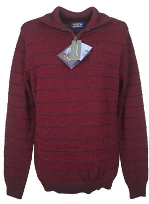 RE DEL MARE POLO DA UOMO MEZZA ZIP IN MISTO LANA A RIGHE