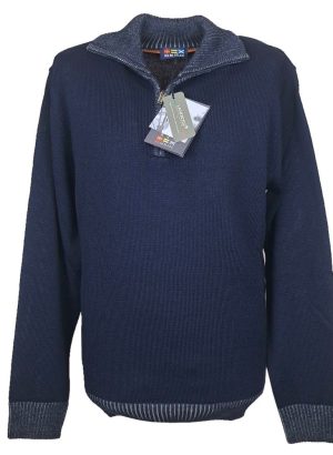 RE DEL MARE POLO DA UOMO MEZZA ZIP IN MISTO LANA