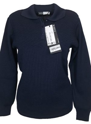 WHITE FLOWERS POLO DA DONNA IN MISTO LANA BLU