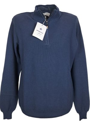 SPORTING MARE MAGLIA MEZZA ZIP DA UOMO IN PURO COTONE