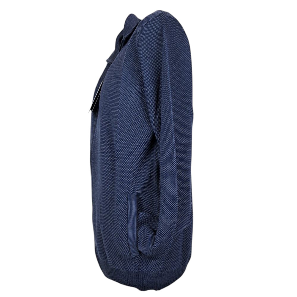 RE DEL MARE MAGLIA DA UOMO FULL ZIP IN COTONE CON TASCHE E LAVORAZIONE A NIDO D'APE - immagine 2
