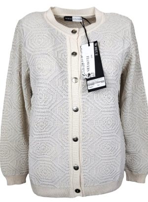 WHITE FLOWERS MAGLIA APERTA DA DONNA IN VISCOSA CON COLLO ALLA COREANA