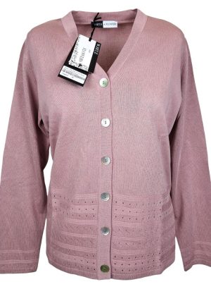 WHITE FLOWERS CARDIGAN DA DONNA MANICA LUNGA IN VISCOSA CON LAVORAZIONE TRAFORATA