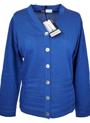 WHITE FLOWERS CARDIGAN DA DONNA MANICA LUNGA IN VISCOSA CON LAVORAZIONE TRAFORATA