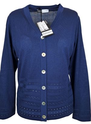 WHITE FLOWERS CARDIGAN DA DONNA MANICA LUNGA IN VISCOSA CON LAVORAZIONE TRAFORATA