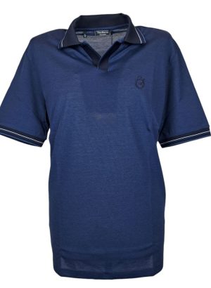 NINO MARINI POLO MANICA CORTA DA UOMO IN 100% FILO DI SCOZIA BLU