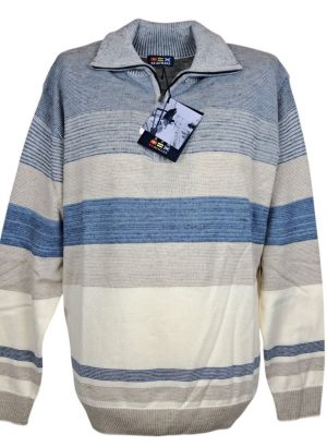 RE DEL MARE MAGLIA MEZZA ZIP DA UOMO IN COTONE