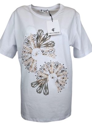 CARLA FERRONI T-SHIRT DA DONNA IN PURO COTONE