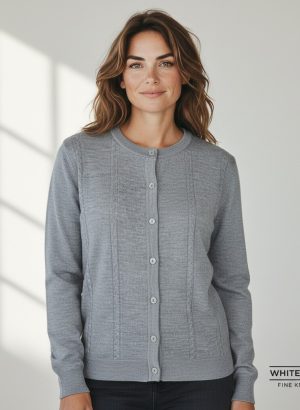 WHITE FLOWERS MAGLIA APERTA DA DONNA IN LANA ALLA COREANA