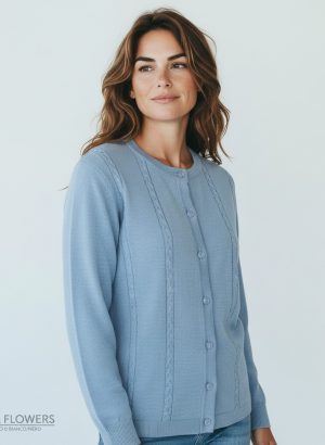 WHITE FLOWERS MAGLIA APERTA DA DONNA IN LANA ALLA COREANA